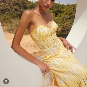 Charo Ruiz Ibiza Aurora strapless eyelet dress